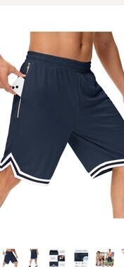 Men's Long Basketball Shorts - Mesh Athletic Gym Workout Sport...